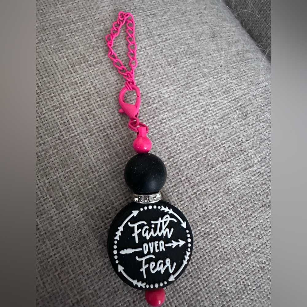Faith Over Fear- charm - Pink and Black